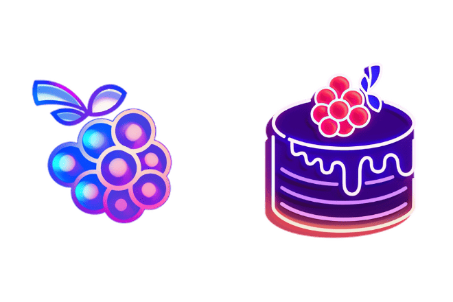 ネオンブラックベリーとケーキ
