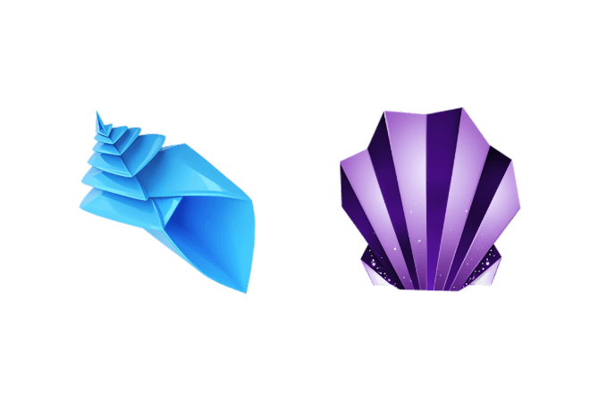 Origami Blue and Purple Shells