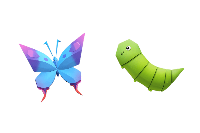 Origami Caterpillar and Butterfly