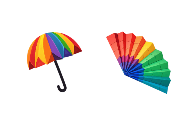 Origami Colorful Umbrella and Rainbow Fan
