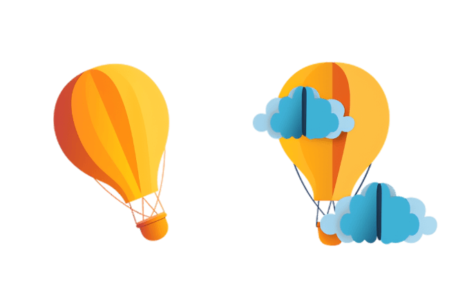 Origami Hot-Air Balloon and Clouds