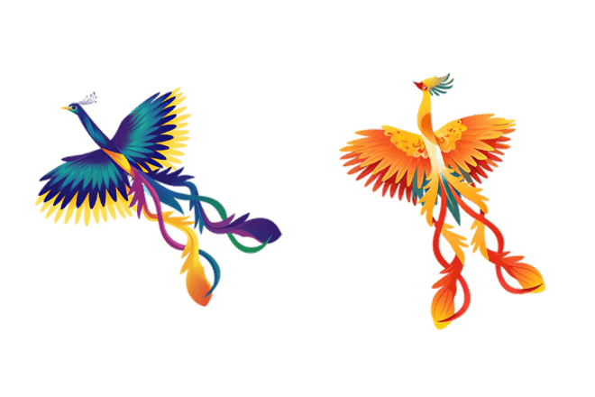 Origami Rainbow Firebirds