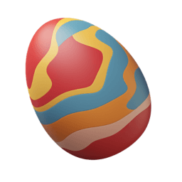 Colorful Easter Egg & Red Easter Bunny 3D