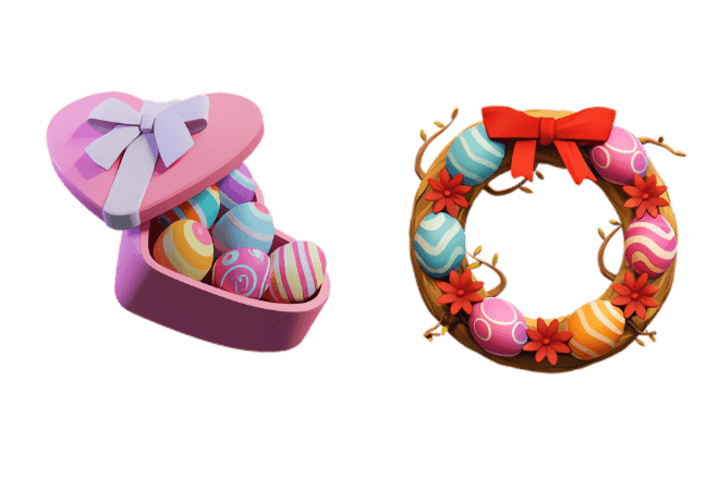 Easter Eggs Gift & Easter Wreath 3D