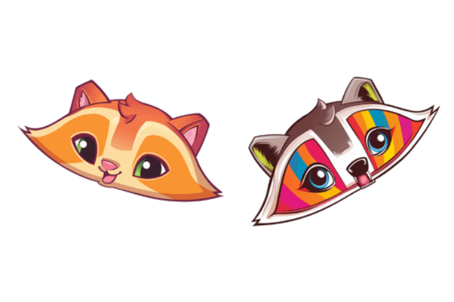 Animal Jam Raccoon and Rainbow Raccoon