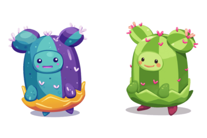 Ooblets Bristlebud und Gleamy Bristlebud