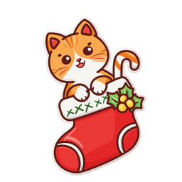 Cat In Christmas Sock Animated