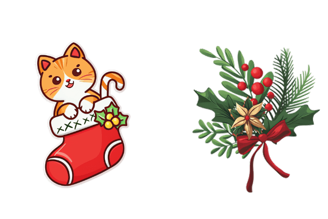 Cat In Christmas Sock Animated