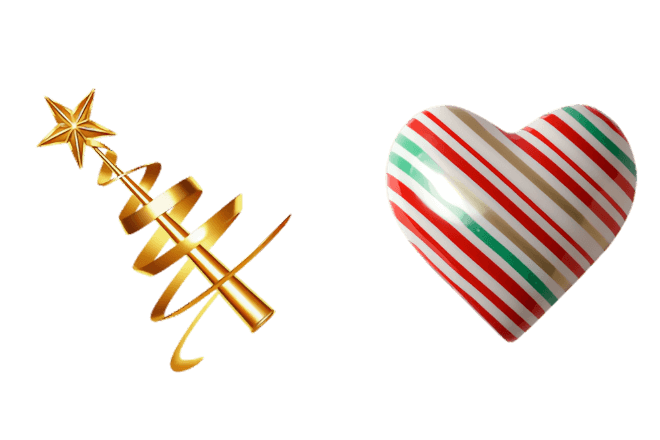 Golden Christmas Tree & Candy Heart