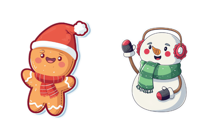 Christmas Cute Gingerman & Snowman