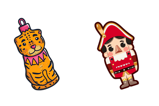 Christmas Retro Tiger & Nutcracker