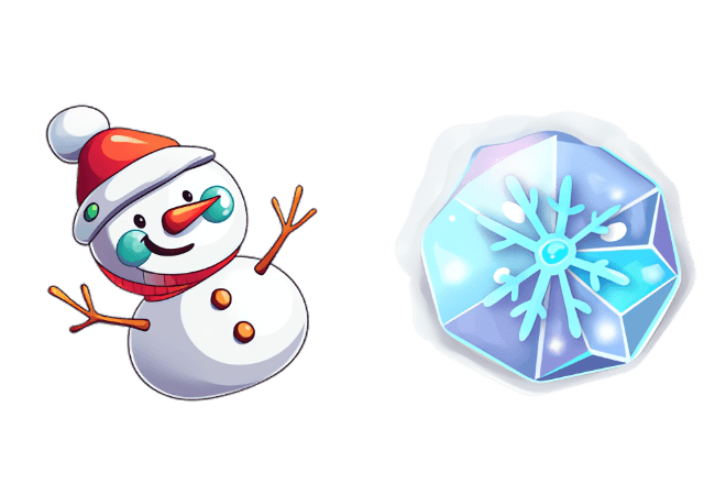 Happy Christmas Snowman & Frozen Snowflake