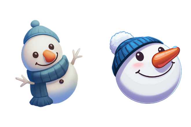 Happy Snowman In Blue Hat