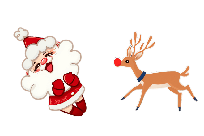 Christmas Cute Santa Dancing & Rudolph Reindeer