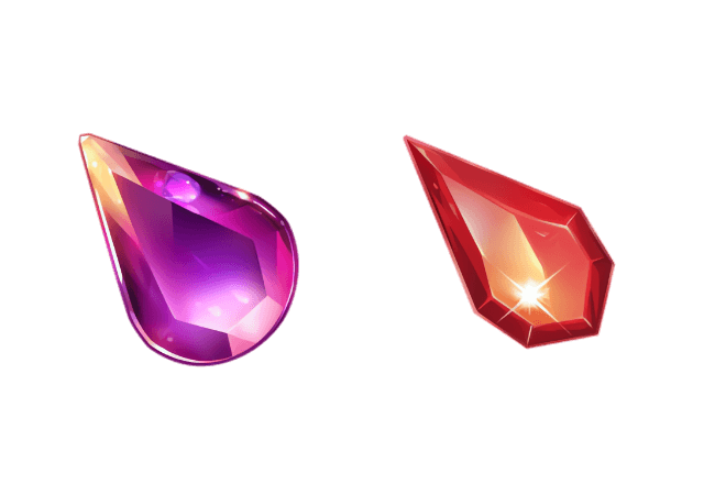 Purple & Red Glowing Gems