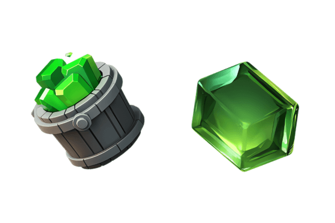 Green Gemstone & Gemstone Bucket 3D